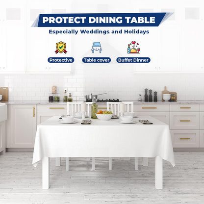 Venuscello® White Banquet Roll with Pallet Wrap Clear 400mm x 750G Table Banqueting Paper Cloth Cover for Wedding Buffet Dinner Home Large Disposable Table Protector - 25M x 1.14M