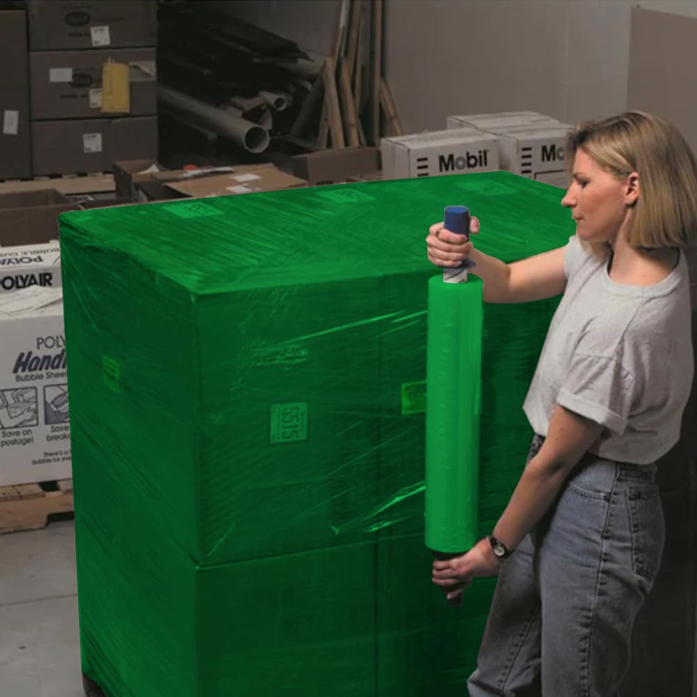 Venuscello® Pallet Stretch Wrapping Roll 400mm x 200m 20mu Green Extended Core Heavy Duty Shrink Wrap for Secure Packaging & Moving