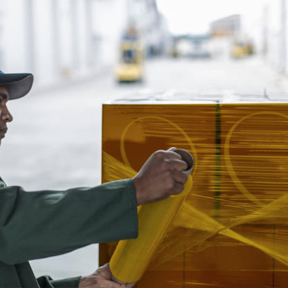 Venuscello® Pallet Stretch Wrapping Roll 400mm x 200m 20mu Yellow Extended Core Heavy Duty Shrink Wrap for Secure Packaging & Moving