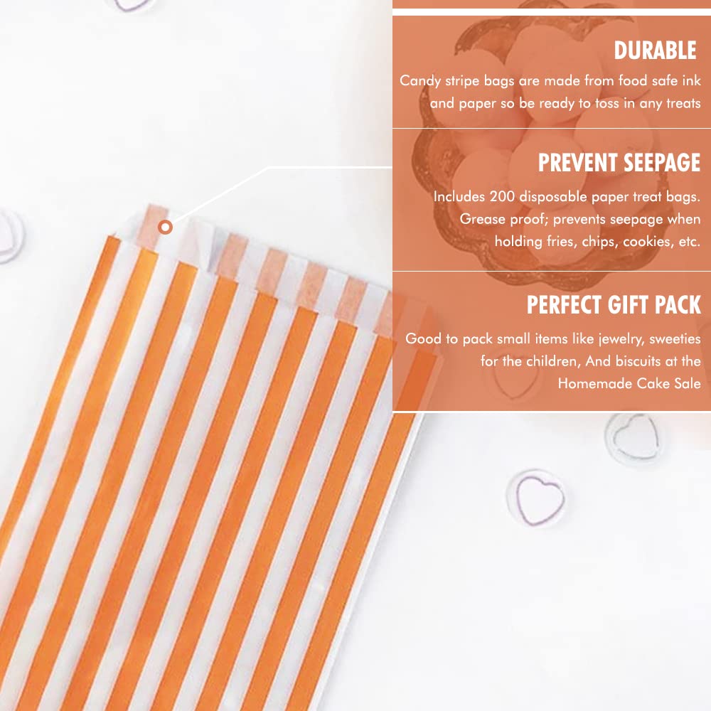 Venuscello® Candy Stripe Paper Bags 5" X 7" - (Pack of 100)