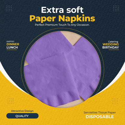 Venuscello® 200 x Serviettes Tissue Paper Napkins Disposable Recyclable 2-Ply 33cm for Catering Wedding Birthday Parties Dinner Lunch