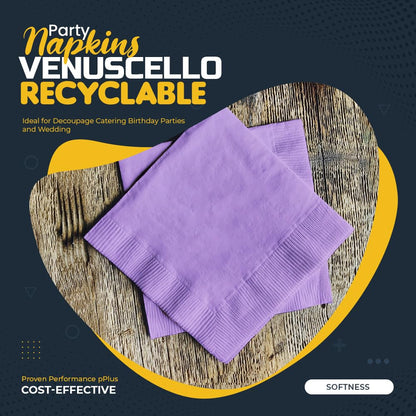 Venuscello® 200 x Serviettes Tissue Paper Napkins Disposable Recyclable 2-Ply 33cm for Catering Wedding Birthday Parties Dinner Lunch