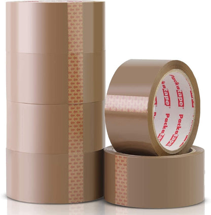 Venuscello Packing Tape - Parcel Tape - Tape - 6 & 12 Rolls with Low Noise (48mm x 40m) - Strong Heavy Duty Brown Tape for Packing Boxes, Secure Sticky Sealing Packaging Tape for Moving House