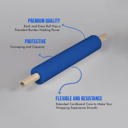 Venuscello® Pallet Stretch Wrapping Roll 400mm x 200m 20mu Blue Extended Core Heavy Duty Shrink Wrap for Secure Packaging & Moving