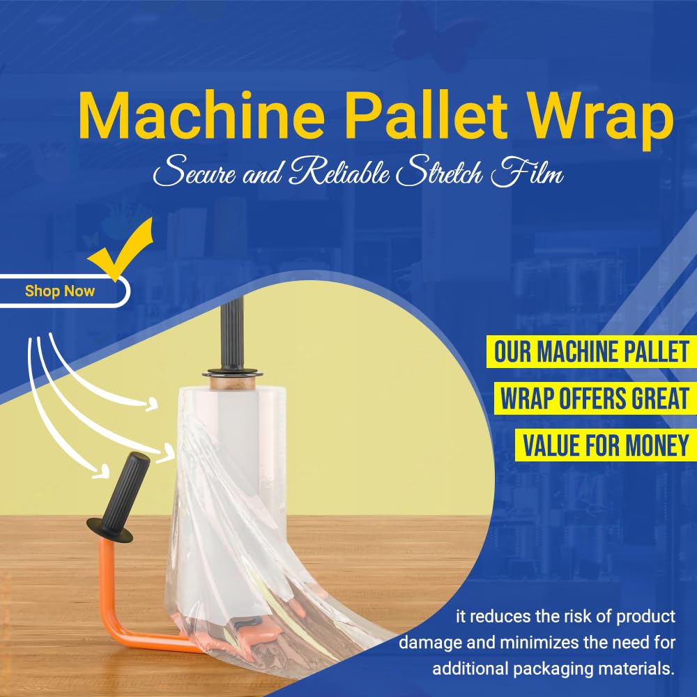 Venuscello® Pallet Wrap 400mm Shrink Stretch Wrap Roll 23mu, 750g Cling Film for Moving Secure Packaging & Shipping