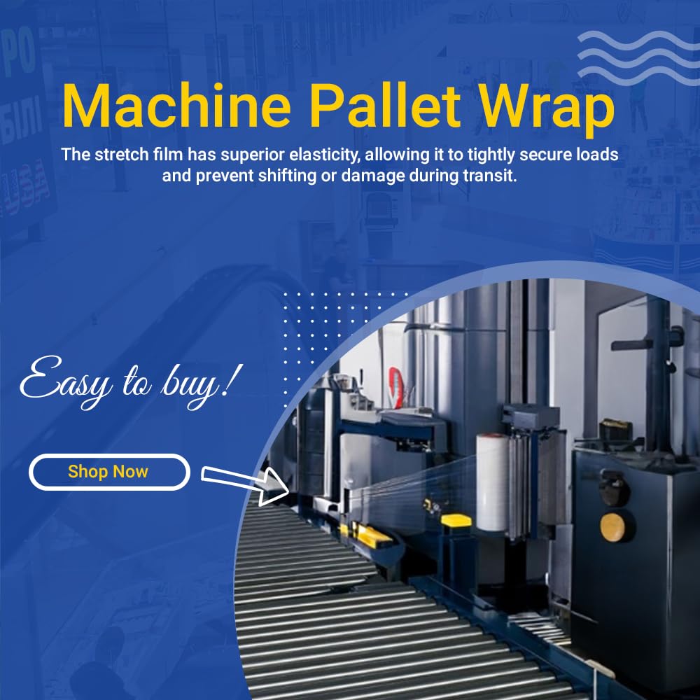 Venuscello® Pallet Wrap 400mm Shrink Stretch Wrap Roll 23mu, 750g Cling Film for Moving Secure Packaging & Shipping