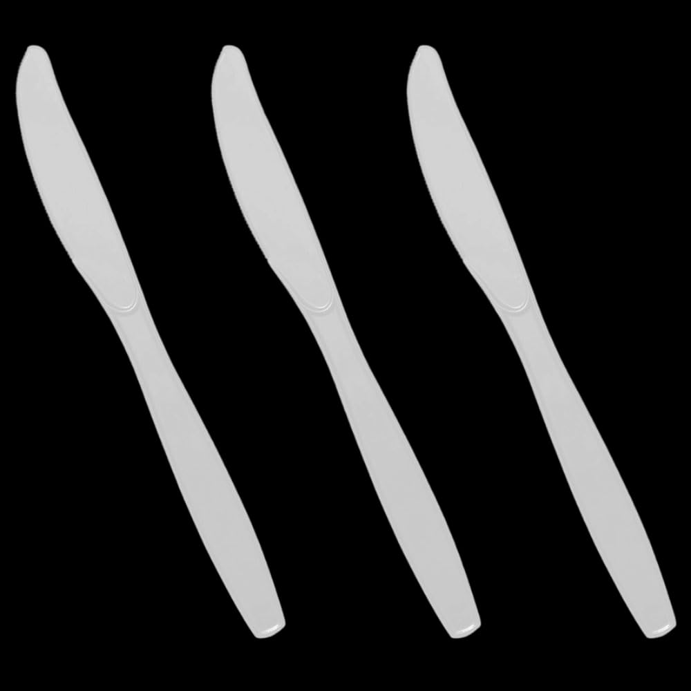 Venuscello® 50 x Plastic Cutlery Set - Spoon/Fork/Knife - Reusable & Washable, Heavy Duty Cutlery, Long Tablespoon - Ideal for Birthday, Parties, Camping & Catering