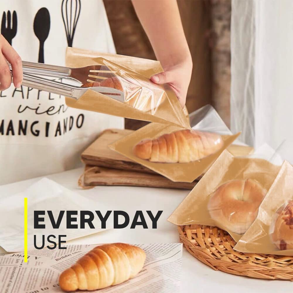 Venuscello® Film Front Cellophane Paper Clear Window Bag for Sandwich, Cake, Cookies, Dessert, Chocolate, Sweets & Other Foods