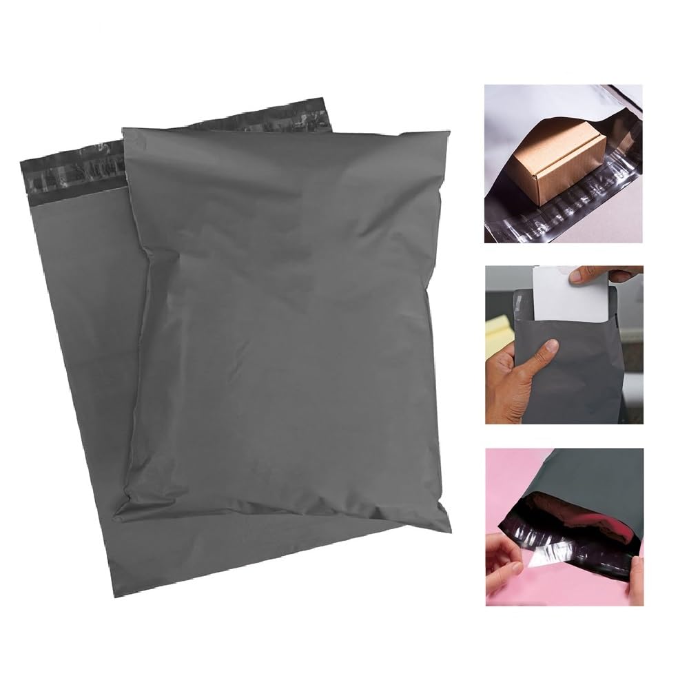 Mixed Grey Poly Mailers Shipping Mailing Bags - Self Sealing Postal Postage Plastic Bags - 100PC