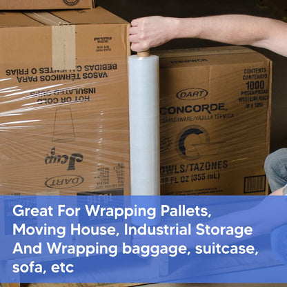 Venuscello® Pallet Wrap Power Pre Stretch Shrink Wrap Extended Core 9 Micron Cling Film Roll 400mm x 600m
