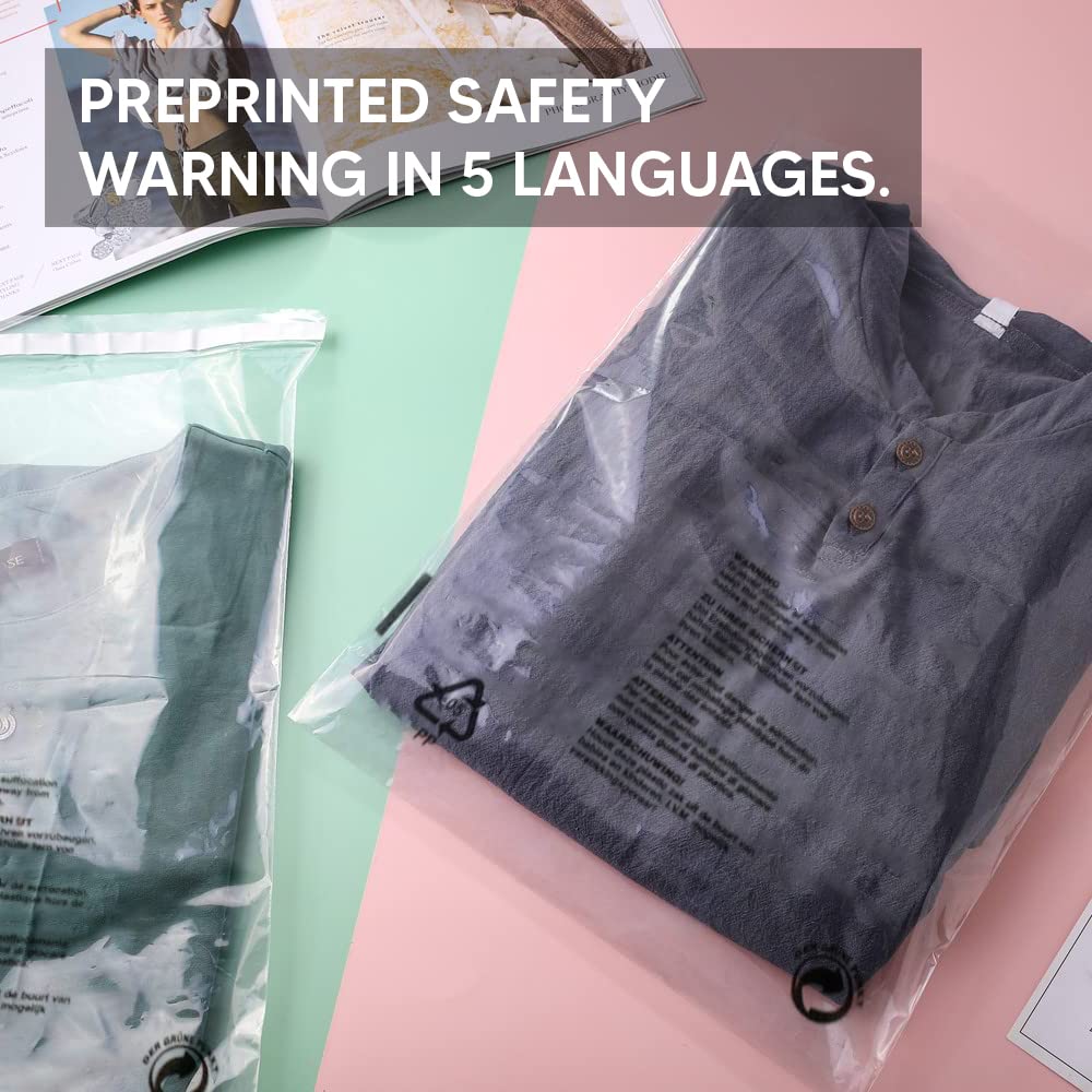 Venuscello® Resealable Garment Polypropylene Self Seal Bags Clear for Storage Dresses, Laundry Cloths, Shirt, T-shirt & Suits