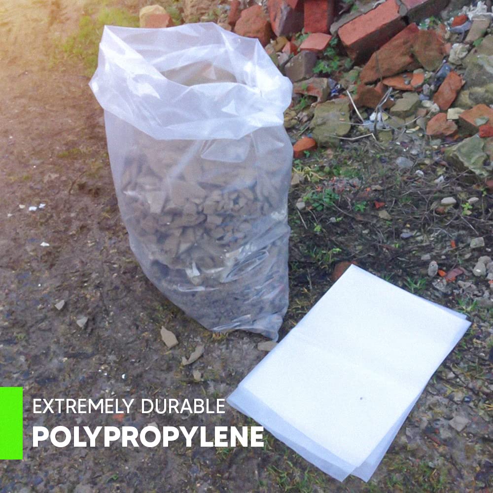 Venuscello Strong Heavy Duty Clear Plastic Rubble Bags/Sacks Builders Bags 30" X 48" 300 Gauge