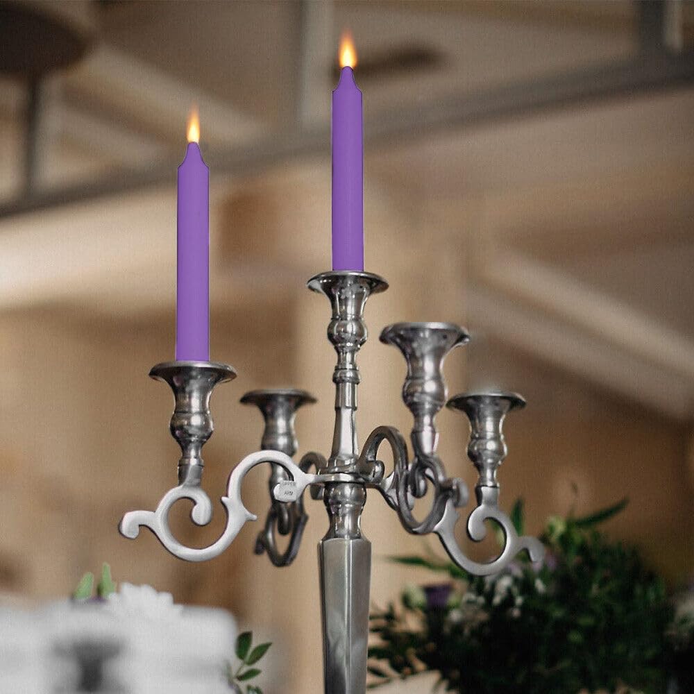 Venuscello® 25 x Tapered Dinner Candles Non Drip Unscented Long Burning, Smokeless Which is Made from Pure Paraffin Wax - Multicoloured - 190mm