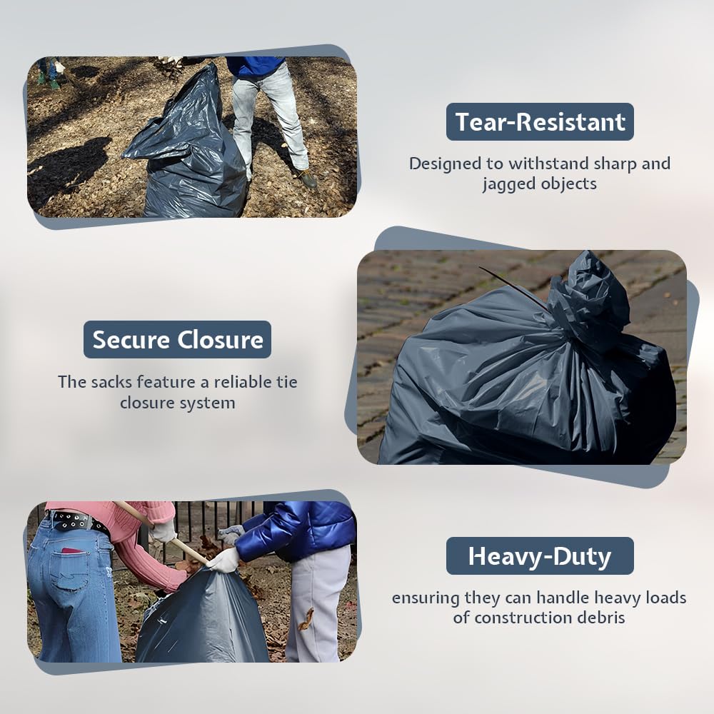 Rubble Sacks Grey/Builders Bags/Garden Waste HEAVY DUTY Industrial Grade 22 in x 34 in 500 Gauge