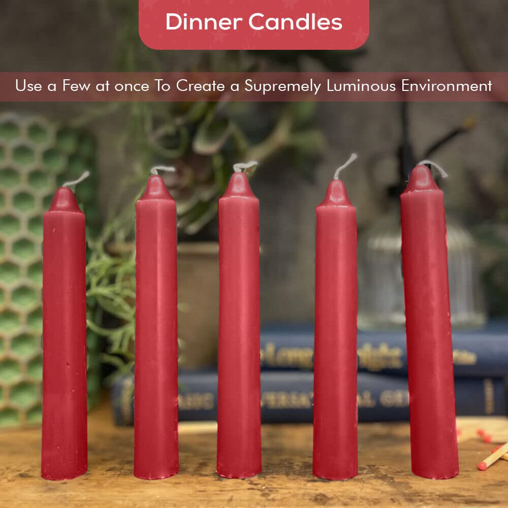 Venuscello® 25 x Tapered Dinner Candles Non Drip Unscented Long Burning, Smokeless Which is Made from Pure Paraffin Wax - Multicoloured - 190mm