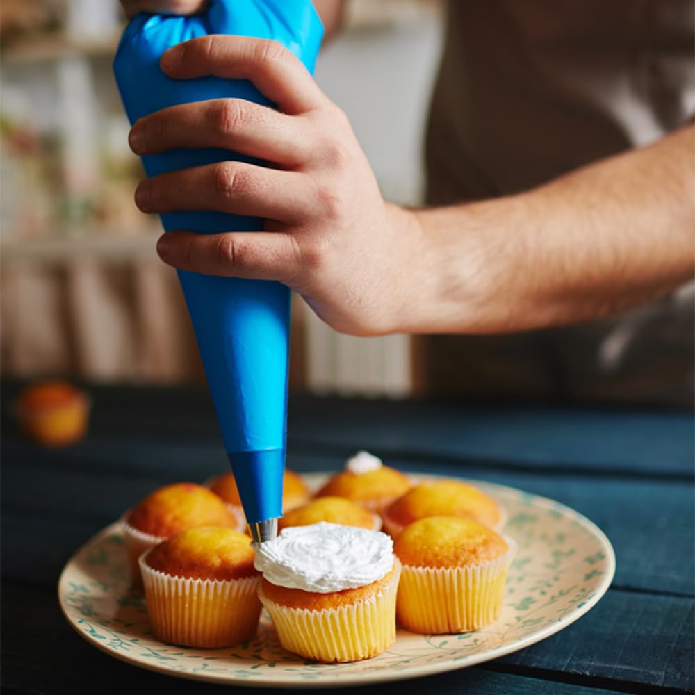 Venuscello® Icing Piping Savoy Disposable Blue Mash Thick 21" Non Sticky Bags for Decorating Cake, Pastry, Cookies Ideal for Baking Easy to Grip and Comfortable