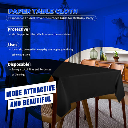 Venuscello® 25 x Paper Table Cover Square Tabletop Disposable Folded Cloth to Protect Table for Birthday Party - 90cm x 90cm