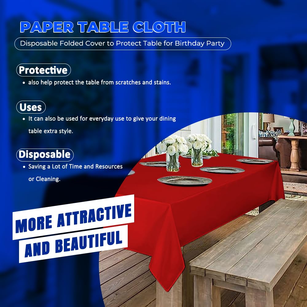 Venuscello® 25 x Paper Table Cover Square Tabletop Disposable Folded Cloth to Protect Table for Birthday Party - 90cm x 90cm