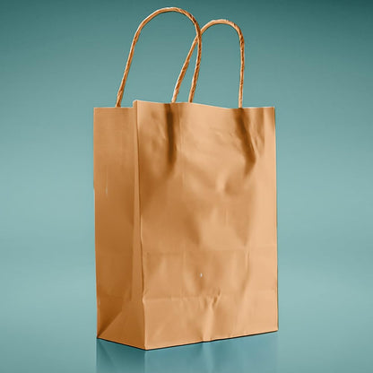 Venuscello Twisted Handle Paper Bags 25.4cm x 31.49cm x 12.19cm Brown Kraft Carrier Party Bag for Shopping Cloths & Jewellery - 10 x 12.4 + 4.8 Inch (LARGE)