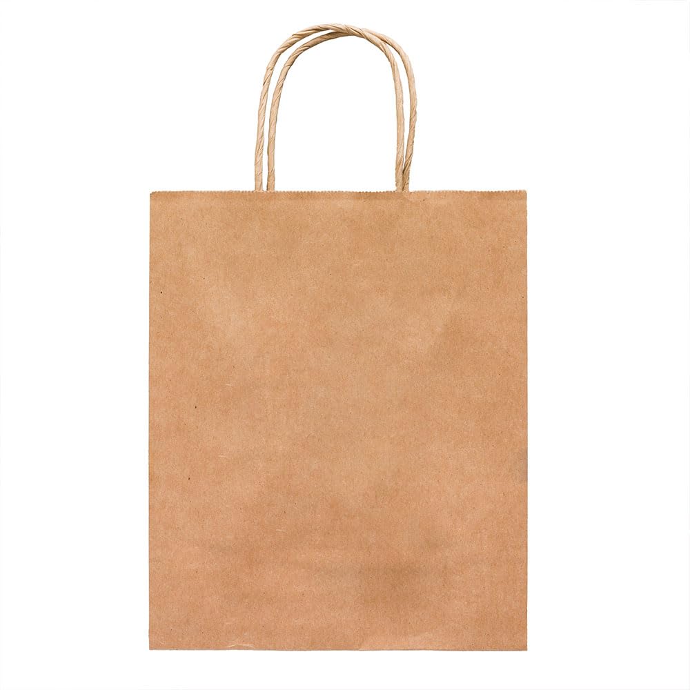 Venuscello Twisted Handle Paper Bags 25.4cm x 31.49cm x 12.19cm Brown Kraft Carrier Party Bag for Shopping Cloths & Jewellery - 10 x 12.4 + 4.8 Inch (LARGE)