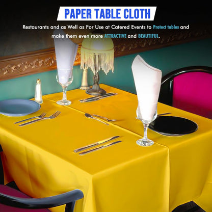 Venuscello® 25 x Paper Table Cover Square Tabletop Disposable Folded Cloth to Protect Table for Birthday Party - 90cm x 90cm