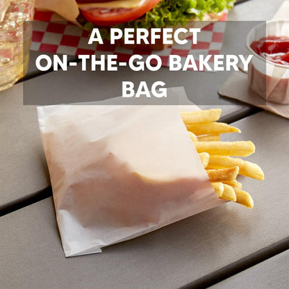 Venuscello® Greaseproof White Kraft Paper Bags for Takeaway Food & Grocery