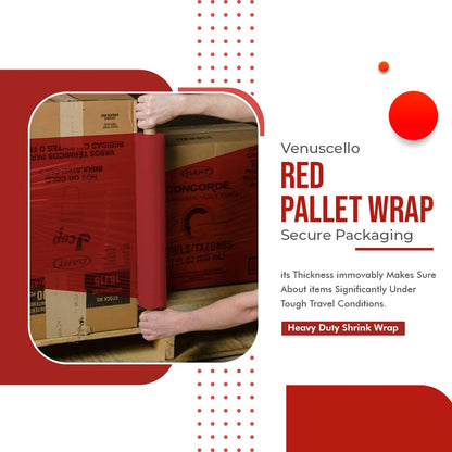 Venuscello 1 Roll x 400mm Pallet Wrap Orange Stretch Shrink Wrapping Roll | Extended Core 25mu Thick, 200m Cling Film | Water Proof & Tear Resistant for Secure Industrial Packaging