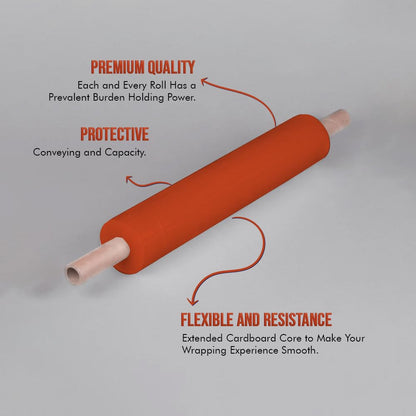 Venuscello 1 Roll x 400mm Pallet Wrap Orange Stretch Shrink Wrapping Roll | Extended Core 25mu Thick, 200m Cling Film | Water Proof & Tear Resistant for Secure Industrial Packaging