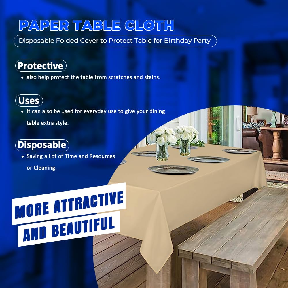 Venuscello® 25 x Paper Table Cover Square Tabletop Disposable Folded Cloth to Protect Table for Birthday Party - 90cm x 90cm