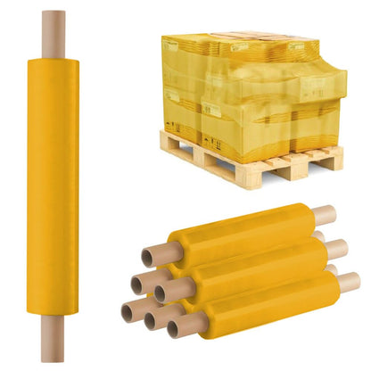 Venuscello 1 Roll x 400mm Pallet Wrap Orange Stretch Shrink Wrapping Roll | Extended Core 25mu Thick, 200m Cling Film | Water Proof & Tear Resistant for Secure Industrial Packaging