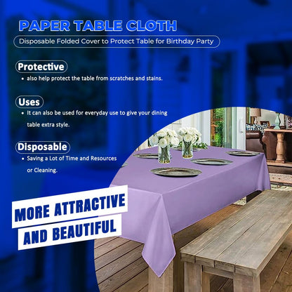 Venuscello® 25 x Paper Table Cover Square Tabletop Disposable Folded Cloth to Protect Table for Birthday Party - 90cm x 90cm