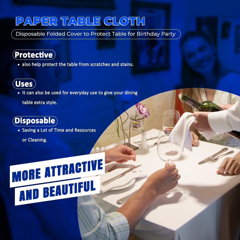 Venuscello® 25 x Paper Table Cover Square Tabletop Disposable Folded Cloth to Protect Table for Birthday Party - 90cm x 90cm