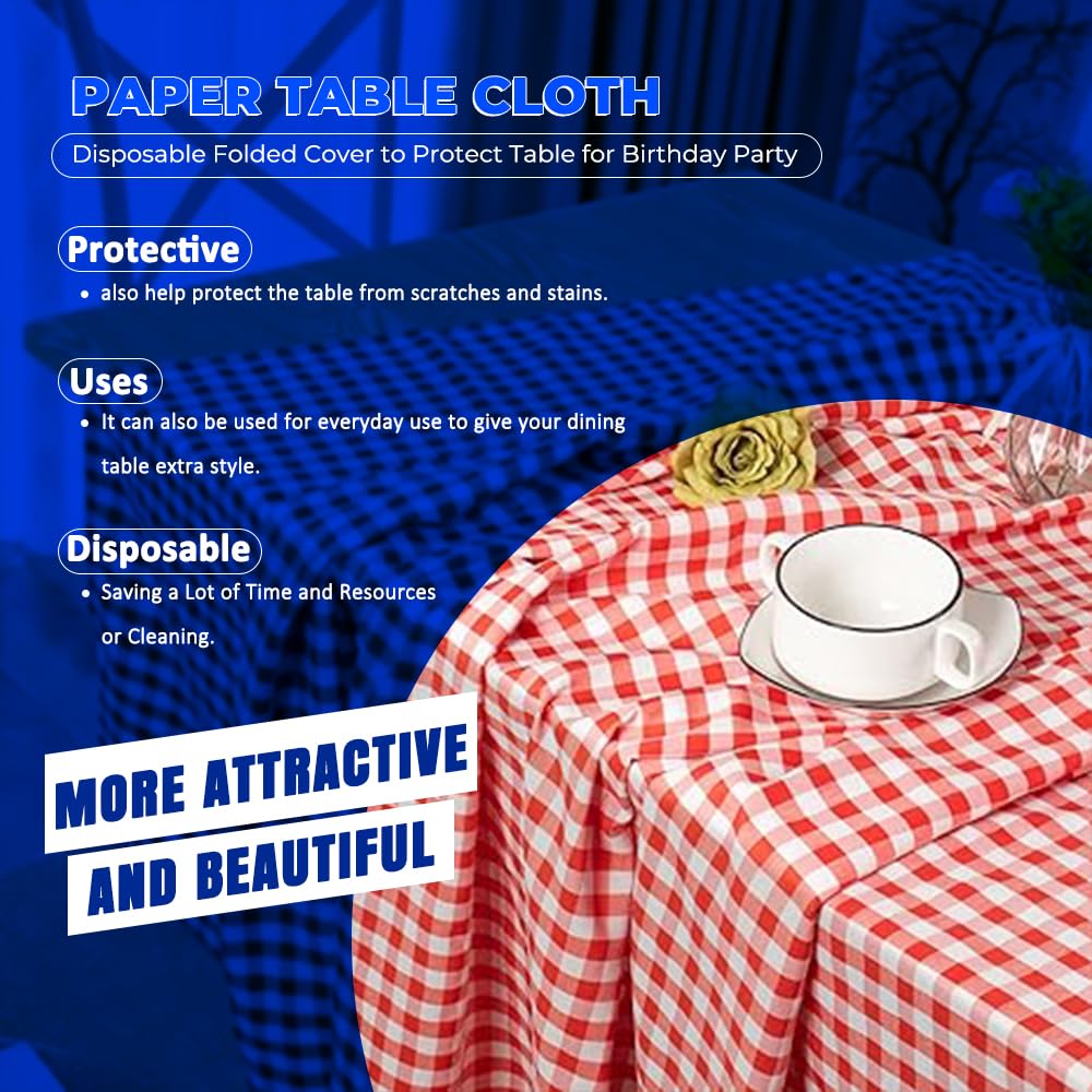 Venuscello® 25 x Paper Table Cover Square Tabletop Disposable Folded Cloth to Protect Table for Birthday Party - 90cm x 90cm
