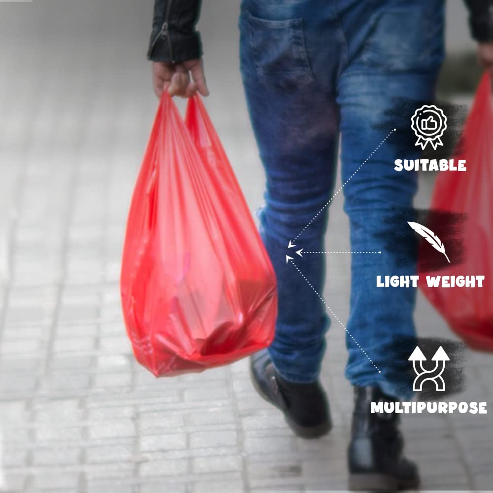 Venuscello® 100 x Vest Style Carrier Bags Plastic Heavy Duty Carry Bags for Vegetables Fruits Groceries Shopping