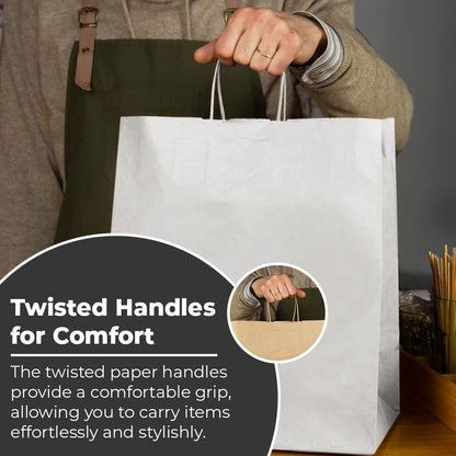 100 x White Twisted Handle Paper Bags