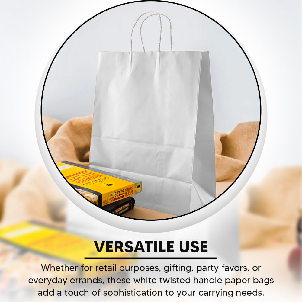 100 x White Twisted Handle Paper Bags