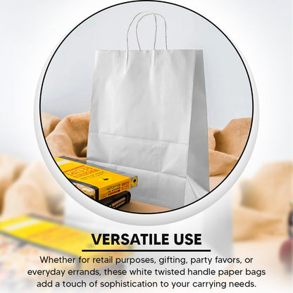 100 x White Twisted Handle Paper Bags