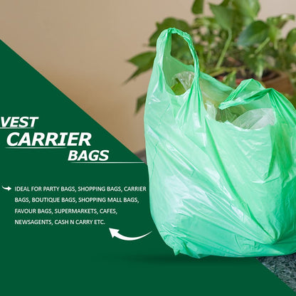 Venuscello® 100 x Vest Style Carrier Bags Plastic Heavy Duty Carry Bags for Vegetables Fruits Groceries Shopping