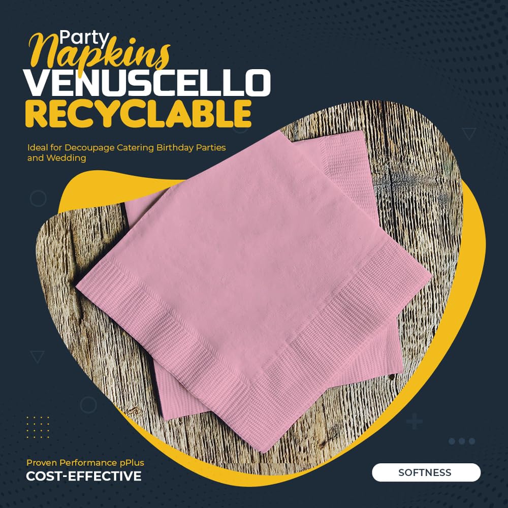 Venuscello Swantex Paper Napkins Parties Napkins Multicolored 33cm & 40cm 2-Ply Disposable Ideal for Birthday, Wedding Catering & Dinner