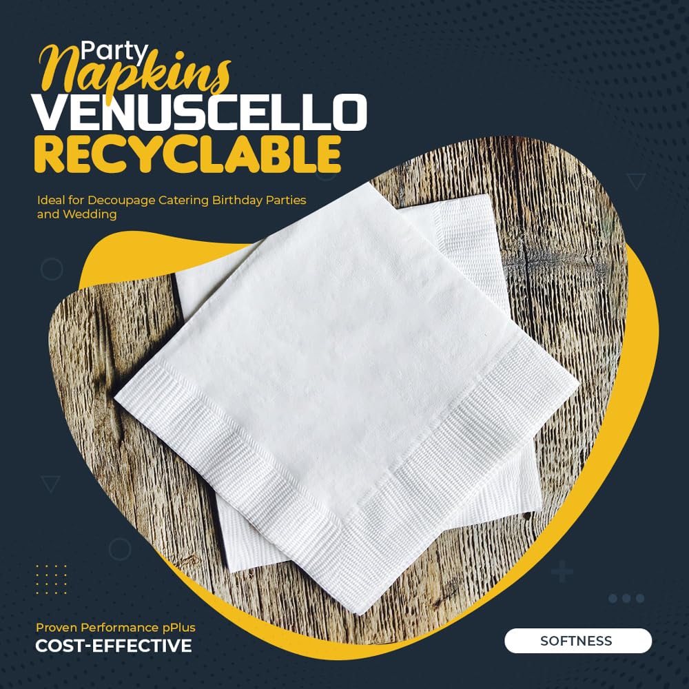 Venuscello Swantex Paper Napkins Parties Napkins Multicolored 33cm & 40cm 2-Ply Disposable Ideal for Birthday, Wedding Catering & Dinner