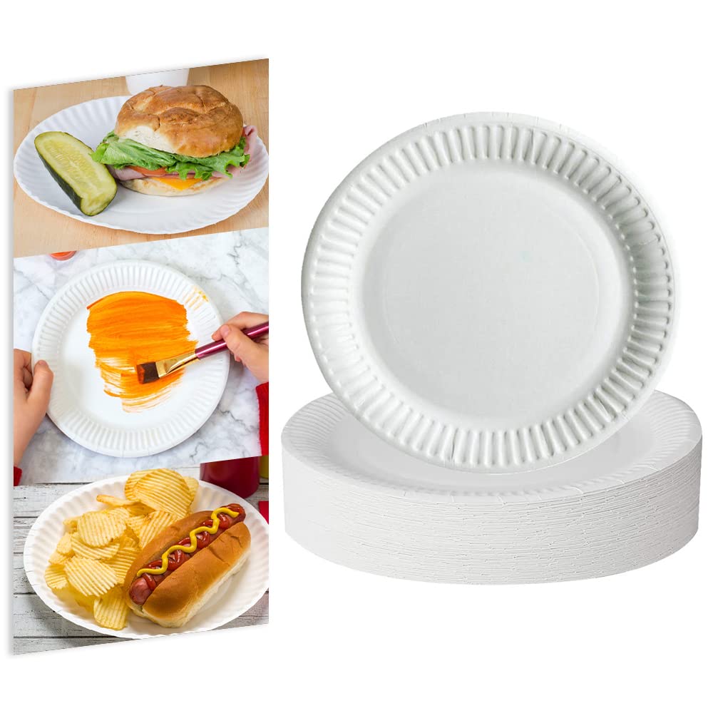 Venuscello® 100 x Disposable Plastic Cutlery Party Tableware Set Banquet Roll Paper Plates 3 Section Plastic Dishes Cups & Napkins for Catering Supply