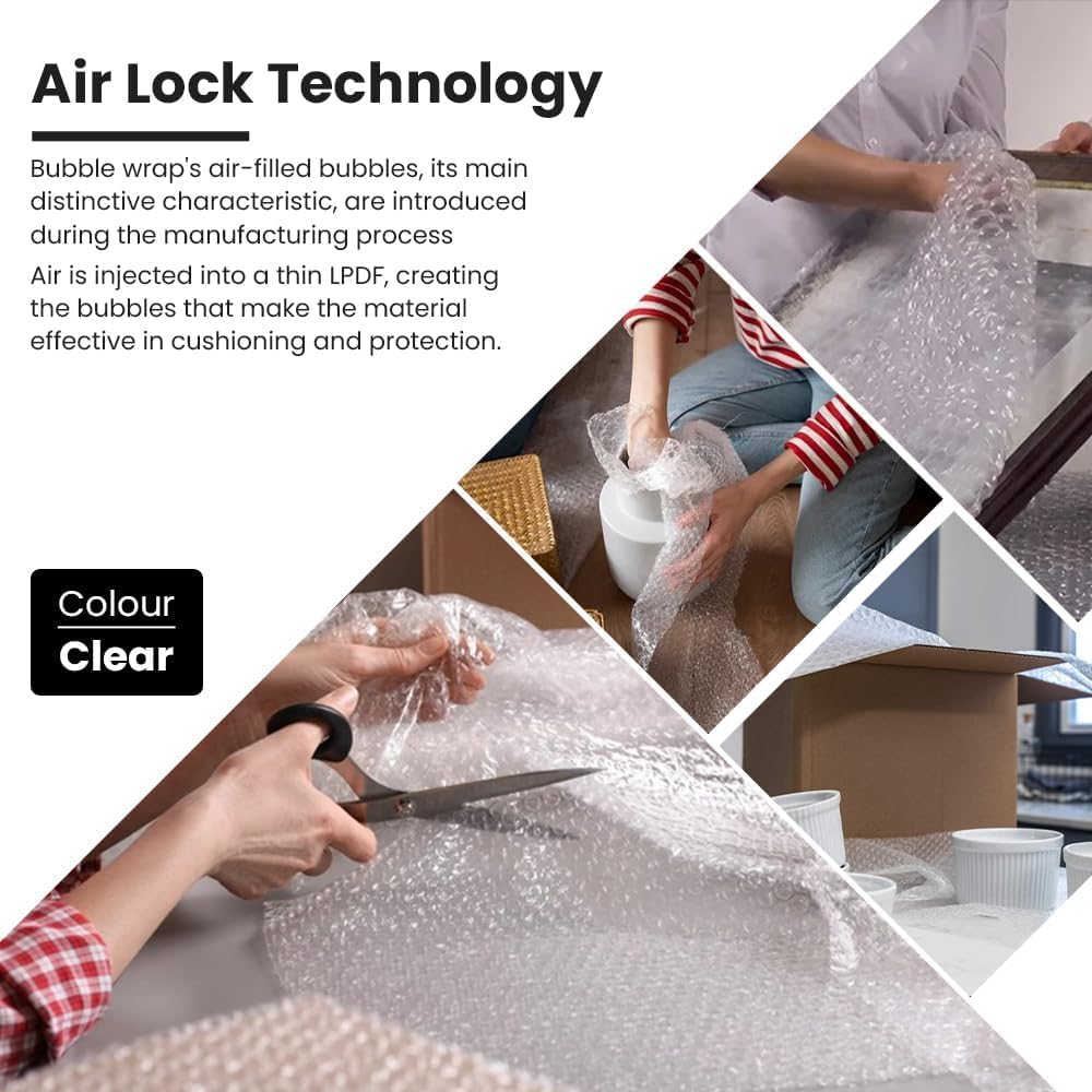 Venuscello Small Bubble Wrap – Air Bubbles Packaging for House Moving & Packing Storage Boxes Easy Packing, Office and Industrial Use