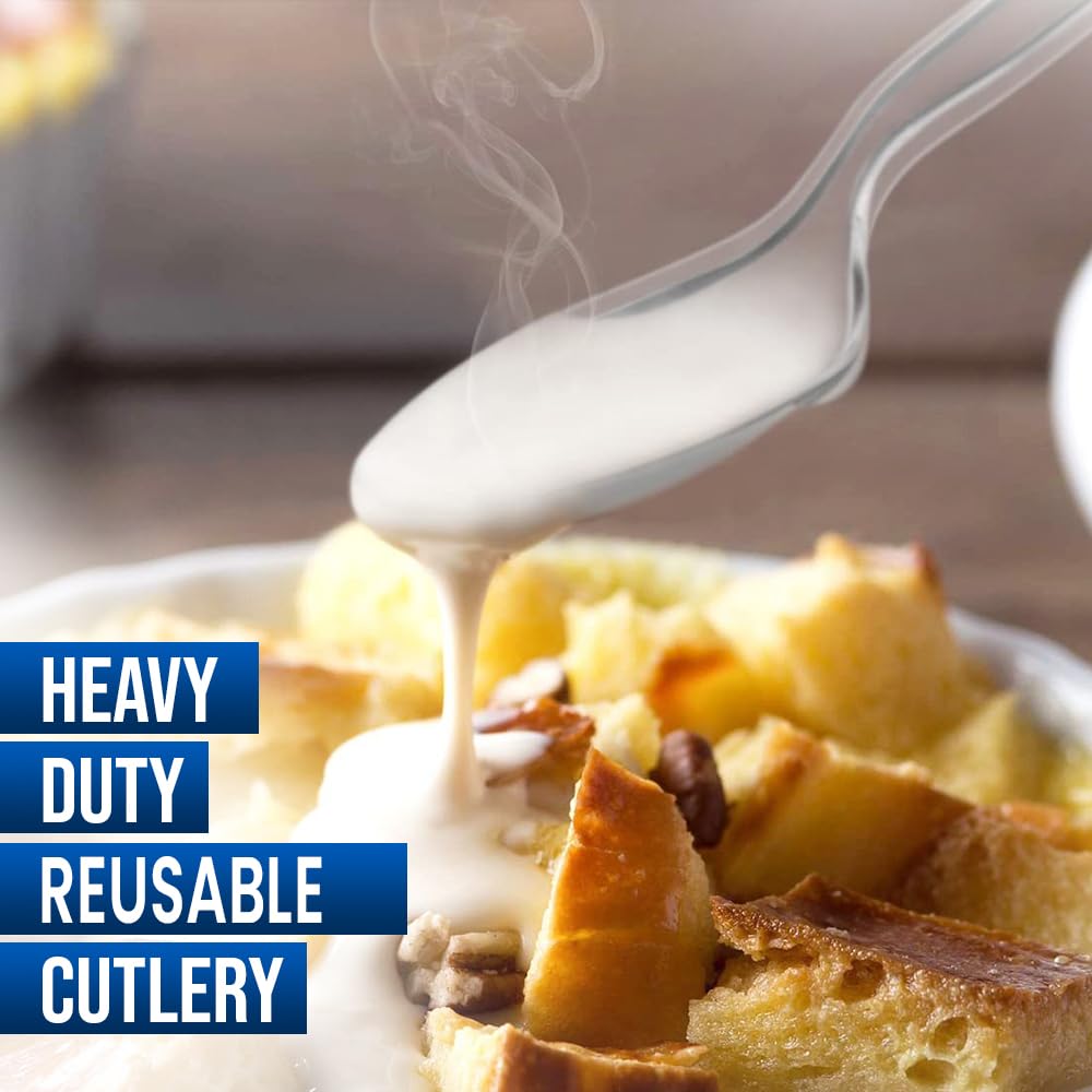 Venuscello Tithe Clear Heavy Duty Plastic Cutlery Set Washable Reusable Ideal for Party | Kid's Parties | Buffets | Picnics | BBQ's | Weddings | Camping.