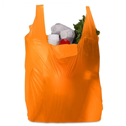 Vest Carrier Bags Reusable Supermarket Plastic Carry Bags 11" x 17" x 21"