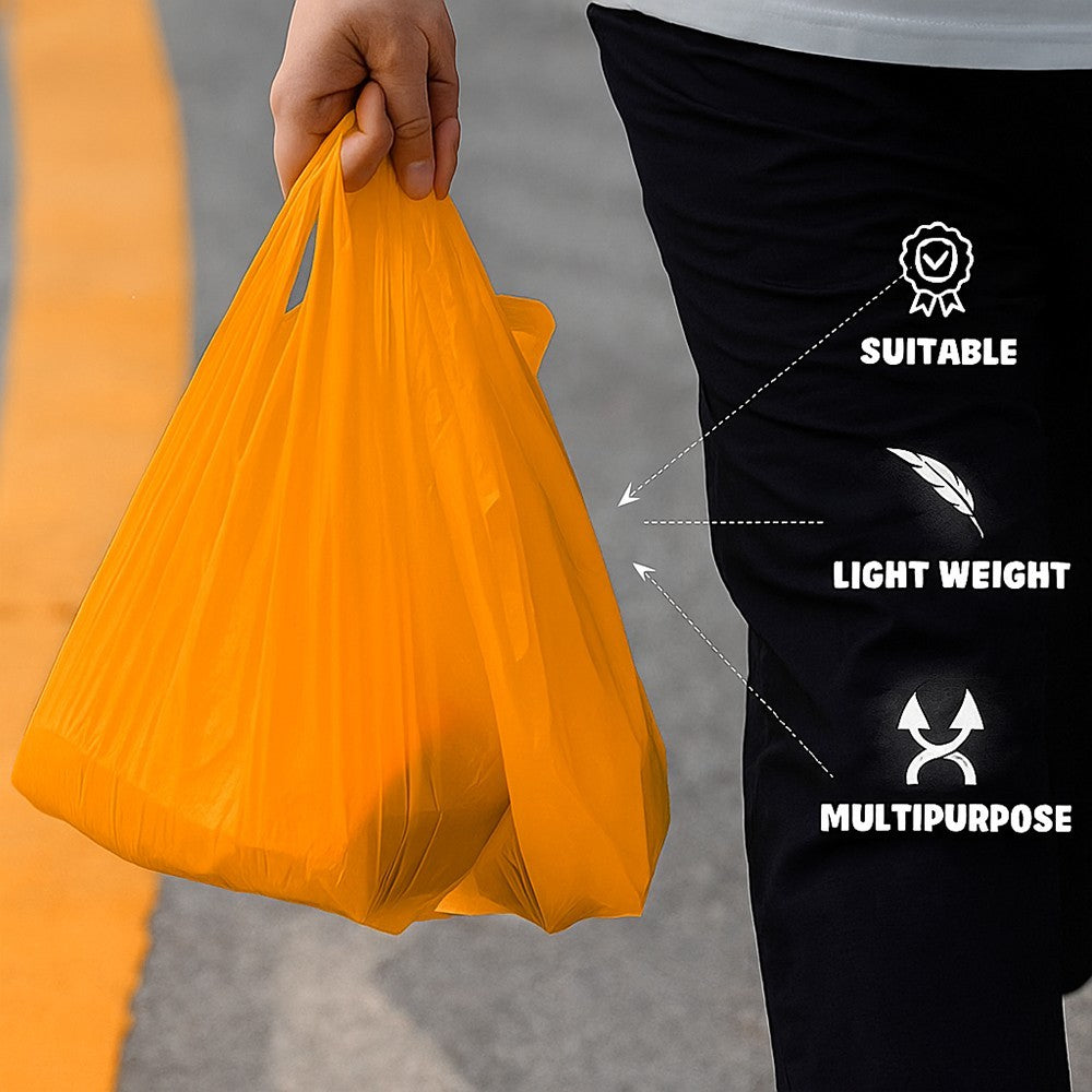 Vest Carrier Bags Reusable Supermarket Plastic Carry Bags 11" x 17" x 21"