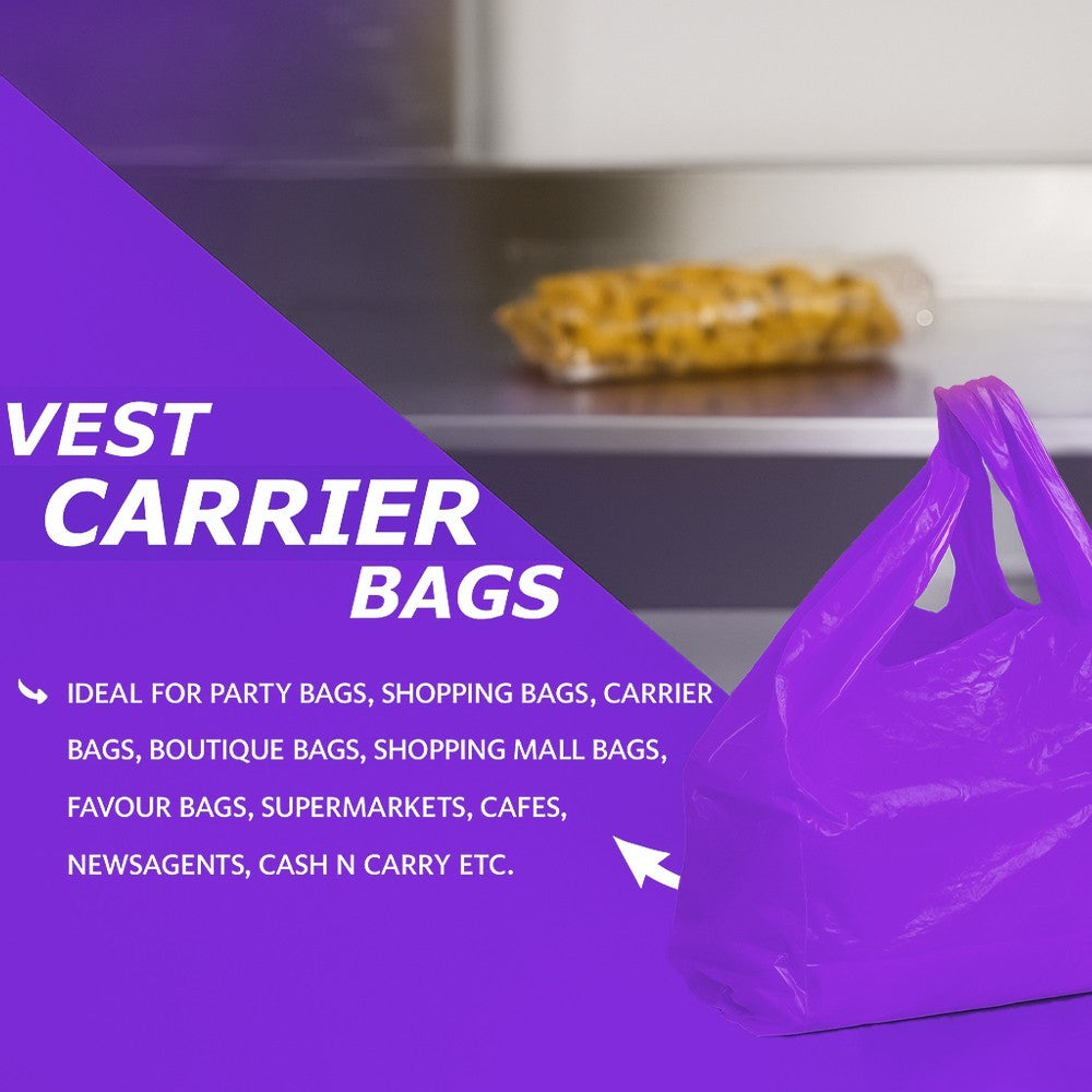 Vest Carrier Bags Reusable Supermarket Plastic Carry Bags 11" x 17" x 21"