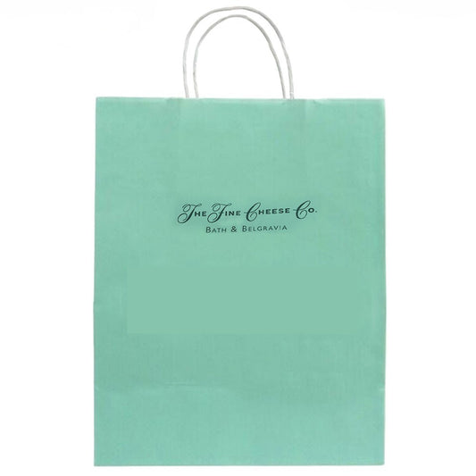 250 x Rope Handle Paper Carrier Bags The Fine Cheese Printed  26cm x 36cm x 12cm
