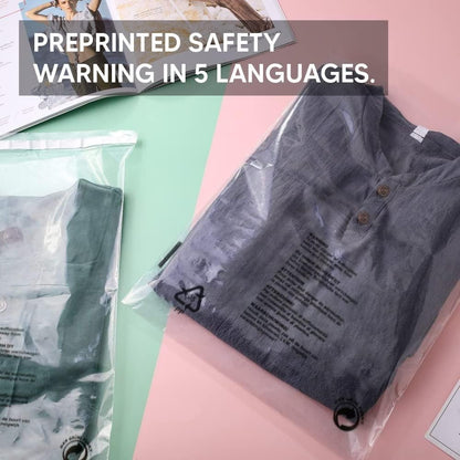 Polypropylene Garment T Shirt Bags Clear Self Seal Cloth Packaging Bags All Size