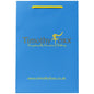 100 x Rope Handle Bags Blue Timothy Foxx Printed Carrier Bags 24cm x 38cm x 12cm