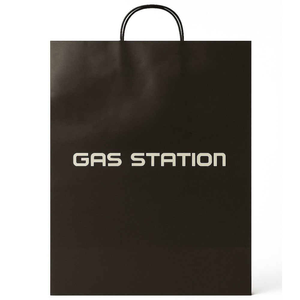 Twisted Handle Bags Black Gas Station Printed Shopping Paper Carrier Bags